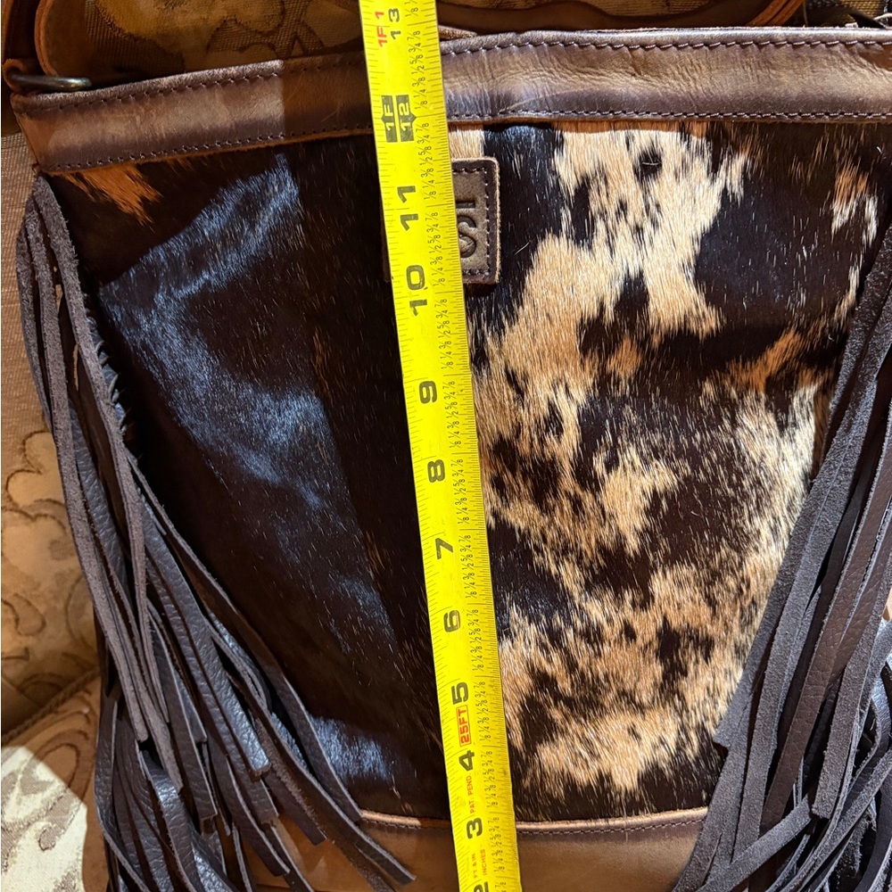 STS Ranchwear Brown and Black Cowhide Fringe Shoulder Bag - Picture 6 of 11